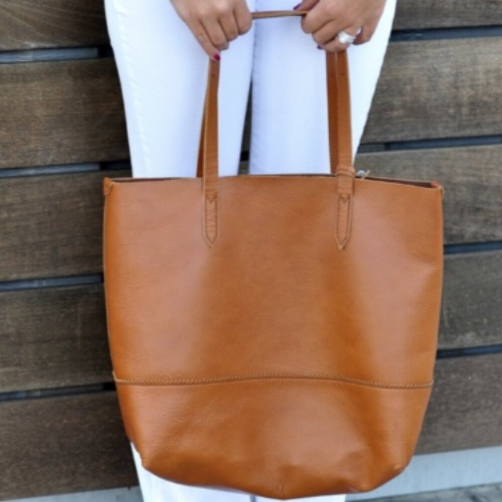 J. Crew 'Downing Tote' Oversized Leather Bag Purse & Wristlet Combo in Tan/Camel
